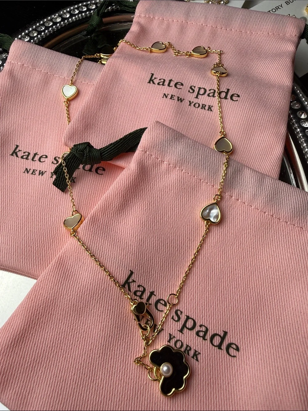 kate spade Gold Heart and Petal Charm Necklace